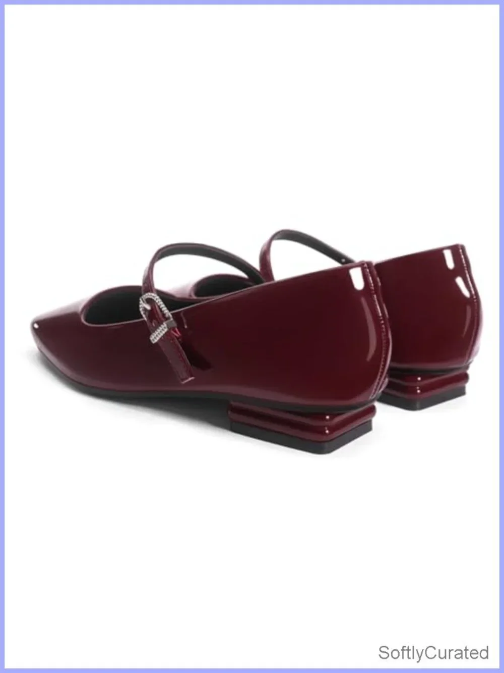 Faux Leather Mary Jane Flats Square Toe Slip On Ballet Shoes Comfortable
